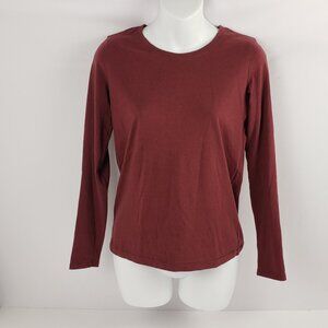 Madewell J Crew XXS Maroon Cotton T-Shirt Long Sleeve Womens Burgundy Red